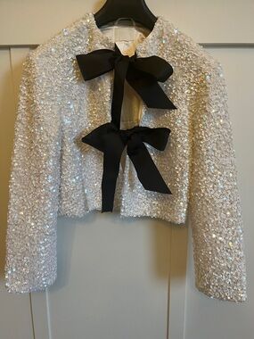 H&M WHITE SEQUIN JACKET S